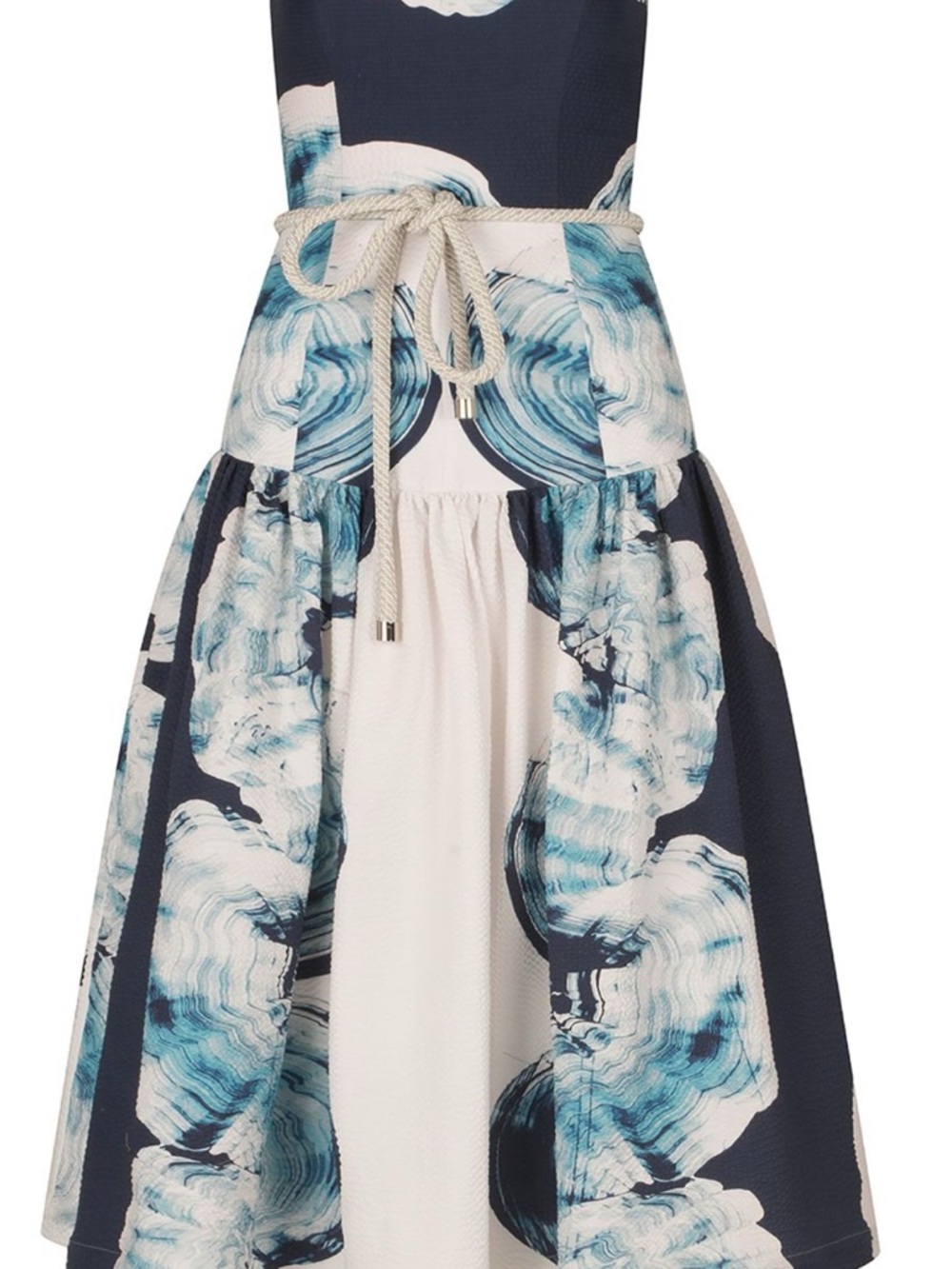 Silvia Tcherassi Strapless Navy and White Abstract Print Midi Dress - Picture 3 of 3